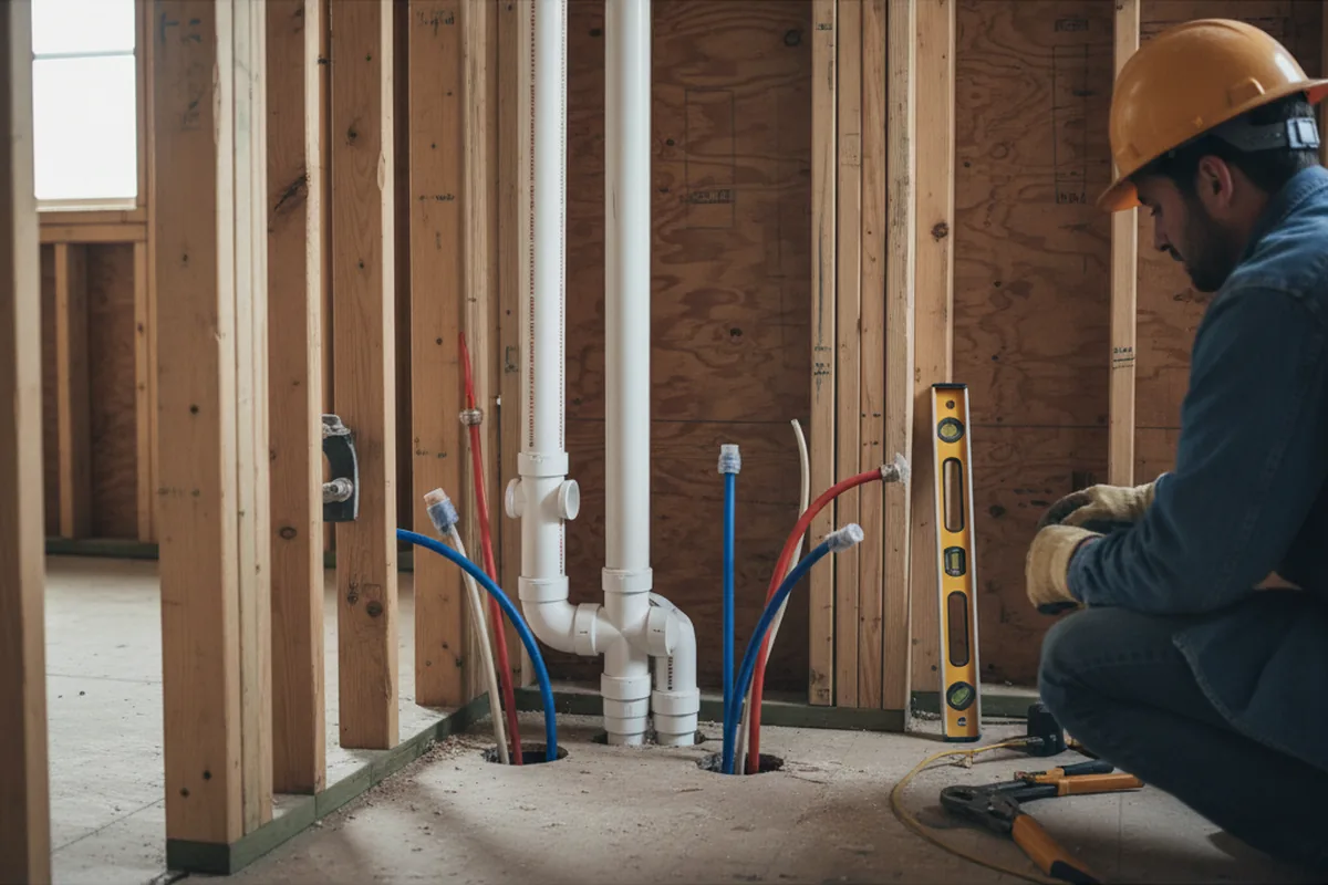Drain and supply rough-in during Drain Cleaning in Elmwood